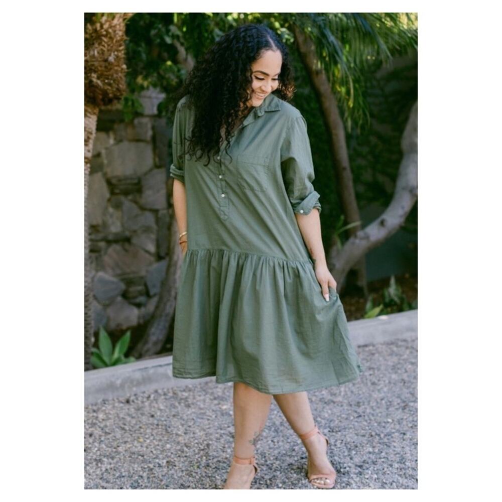 GRAYSON The Changemaker Relaxed Fit Tunic Midi‎ Dress L Green